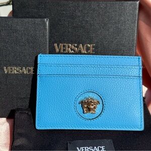 Versace Blue Card Holder New In Box
